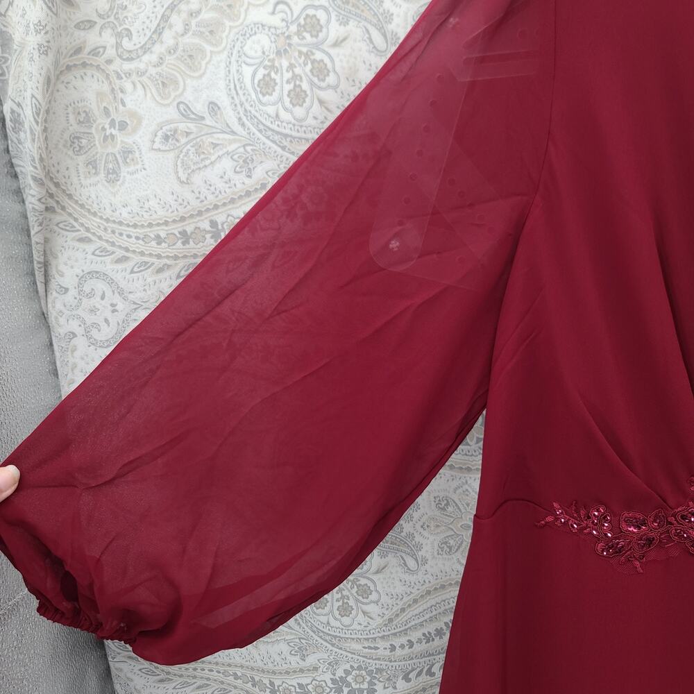 Ever Pretty Applique Chiffon formal Burgundy Dress Size 18 wedding MOTB Party - Picture 5 of 15